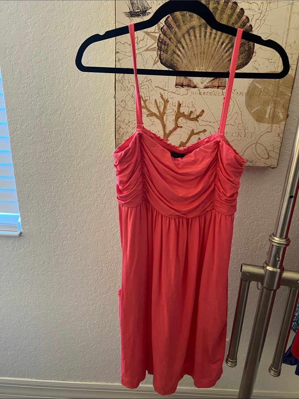 Soma Coral Pink Ruched Strap Dress